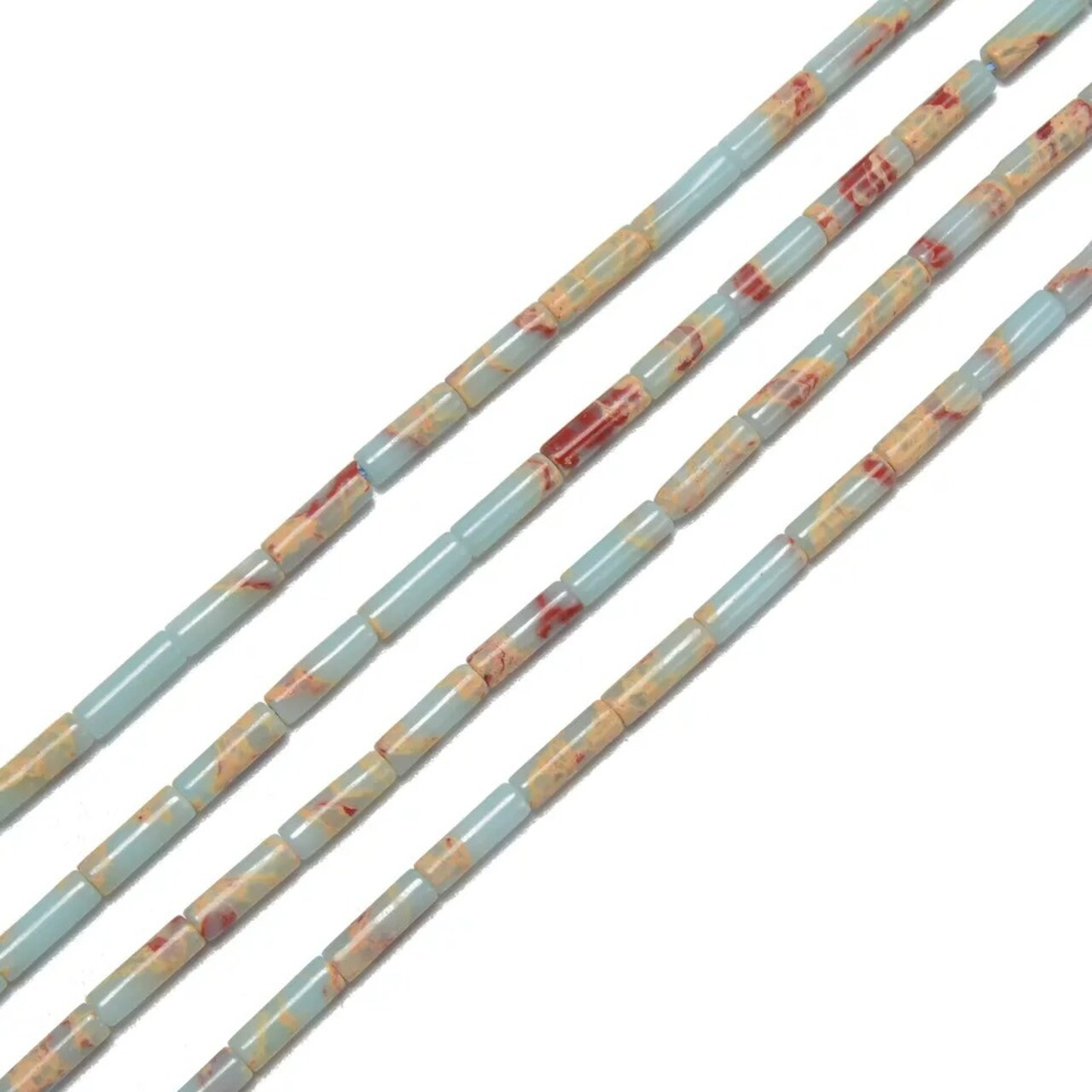 Light Blue Aqua Terra Jasper Cylinder Tube Beads Size 4x13mm 15.5'' Strand
